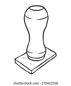 rubber stamp / cartoon vector and illustration, black and white, hand drawn, sketch style, isolated on white background.
