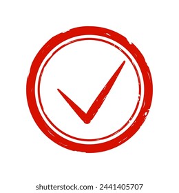 sello de goma con marca de verificación