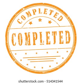 rubber stamp "completed" on white, vector illustration
