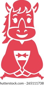 Rubber stamp of the cute horse on white background. New year's illustration for the Year of the Horse.