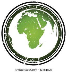 Rubber stamp with Earth globe