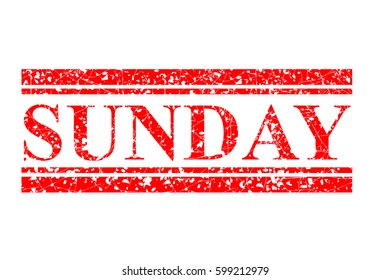 rubber stamp effect, Sunday, red at white background