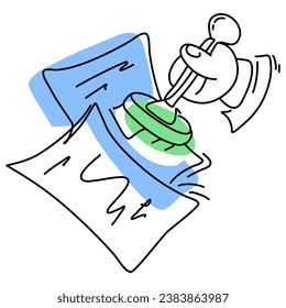 Rubber Stamp Flat Illustration of the approved stamp concept, suitable for use on commercial websites, marketing collateral, and product packaging