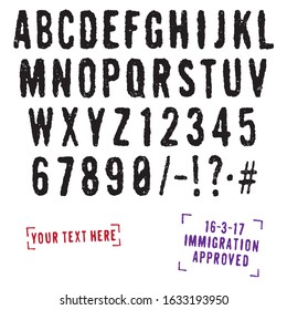 Rubber Stamp Font With Heavy Distort And Grunge Effects.