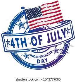 Rubber stamp fourth July and Independence Day