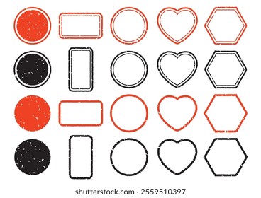 Rubber stamp frame sets of various shapes.