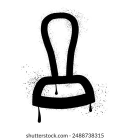 Rubber stamp graffiti with black spray paint. Hand drawn stamp design