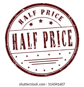 rubber stamp "half price" on white, vector illustration