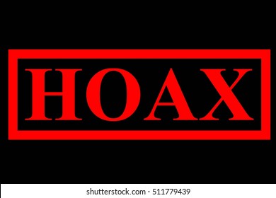 Rubber Stamp - Hoax, Mark for Fake News, Red at Black Background

