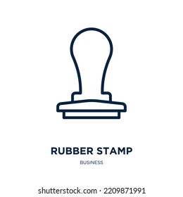 Rubber Stamp Icon From Business Collection. Thin Linear Rubber Stamp, Rubber, Seal Outline Icon Isolated On White Background. Line Vector Rubber Stamp Sign, Symbol For Web And Mobile