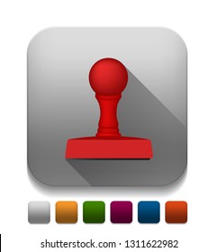 Rubber Stamp Icon With Long Shadow Over App Button