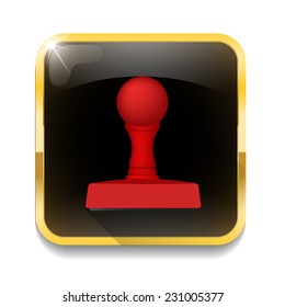 rubber stamp icon With long shadow over app button