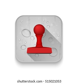 rubber stamp icon With long shadow over app button