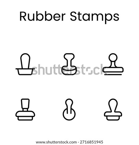 Rubber stamp icon set featuring approved, rejected, certified and verified symbols ideal for documents, business branding, UI and office design.