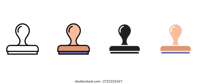 Gummistempel-Symbol setzt Vektor auf weißem Hintergrund. Genehmigung, Validierung, Dokument, Papierkram, Verwaltung, Organisation, Managementsymbol. Vektorgrafik.