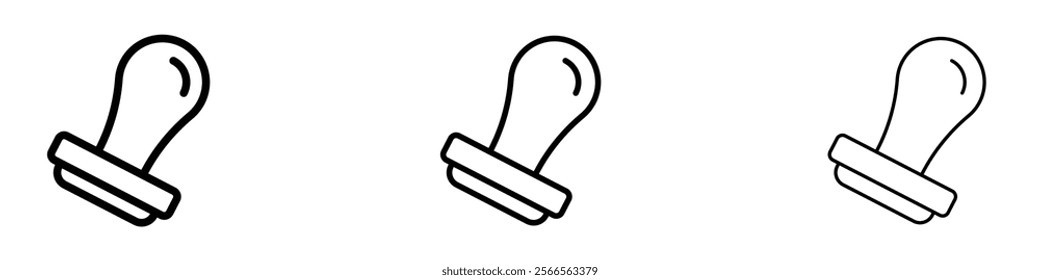 Rubber stamp icon in tree different line stroke sizes.