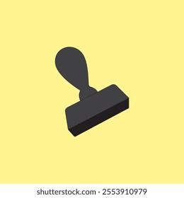 Rubber stamp icon vector illustration on yellow background. Tool for official document approval, certification and validation