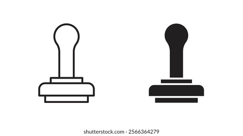 Rubber stamp icons in line stroke and flat versions