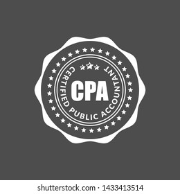 rubber stamp with illustration of business acronym term CPA Certified Public Accountant. Can be used as label,sticker,seal,tag or emblem. designed for websites,banner, advert materials.