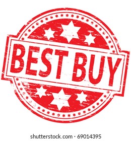 Rubber stamp illustration showing "BEST BUY" text