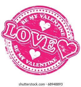 Rubber stamp illustration showing "LOVE" text and heart