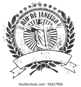 Rubber stamp with the image of the Christ and an inscription of Rio de Janeiro and an empty place for the text