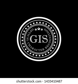 rubber stamp with information technology acronym abbreviation term definition GIS Geographical Information.  System. Can be used as label,sticker,seal,tag or emblem. designed for websites,banner.