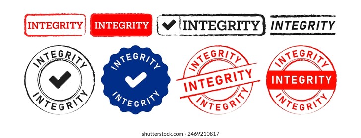 rubber stamp and label sticker integrity sign for morality honest honorable reliable