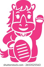 Rubber stamp of the lucky horse on white background. New year's illustration for the Year of the Horse.