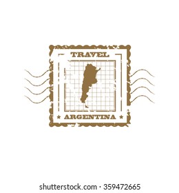 Rubber Stamp with Map of Argentina,vector illustration
