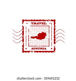 Rubber Stamp with Map of Austria,vector illustration