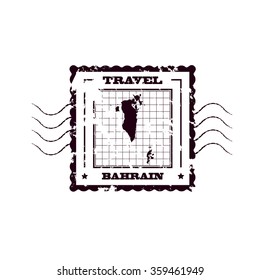 Rubber Stamp with Map of Bahrain,vector illustration