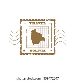 Rubber Stamp with Map of Bolivia,vector illustration