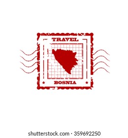 Rubber Stamp with Map of Bosnia,vector illustration