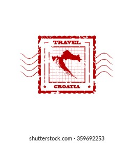 Rubber Stamp with Map of Croatia,vector illustration