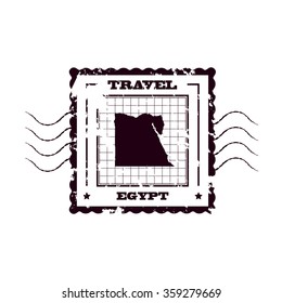 Rubber Stamp with Map of Egypt,vector illustration