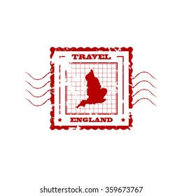 Rubber Stamp with Map of England, vector illustration