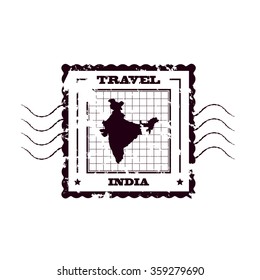 Rubber Stamp with Map of India,vector illustration