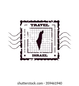 Rubber Stamp with Map of Israel,vector illustration