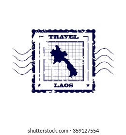 Rubber Stamp with Map of Laos,vector illustration