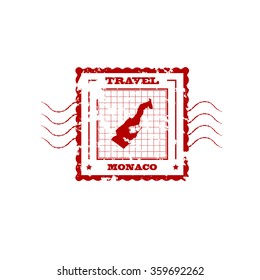 Rubber Stamp with Map of Monaco,vector illustration