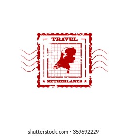 Rubber Stamp with Map of Netherlands,vector illustration