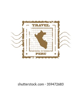 Rubber Stamp with Map of Peru,vector illustration