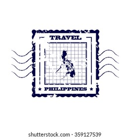 Rubber Stamp with Map of Philippines,vector illustration