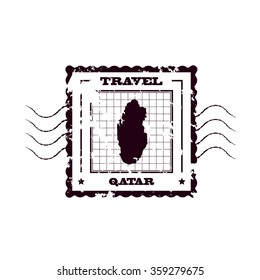 Rubber Stamp with Map of Qatar,vector illustration