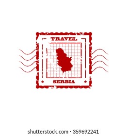 Rubber Stamp with Map of Serbia,vector illustration