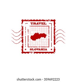 Rubber Stamp with Map of Slovakia,vector illustration