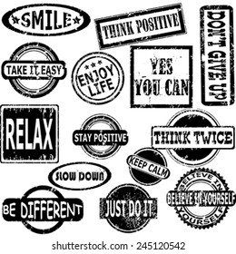 Rubber stamp with motivation and positive thinking messages