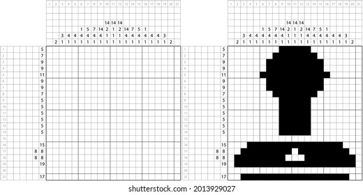 Rubber Stamp Nonogram Pixel Art, Logic Puzzle Game Griddlers, Pic-A-Pix, Picture Paint By Numbers, Picross, Office Rubber Stamp Vector Art Illustration