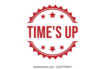 Sello de goma TIME’S UP sobre fondo blanco. Time'S UP Stamp.